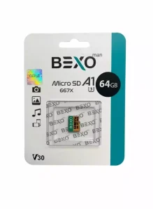 کارت حافظه MicroSDXC بکسو BEXO مدل V30 U3 Class 10 ظرفیت 64 گیگابایت با سرعت 100 مگابایت بر ثانیه – مناسب برای موبایل و دوربین
