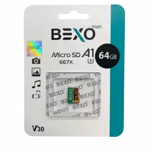 کارت حافظه MicroSDXC بکسو BEXO مدل V30 U3 Class 10 ظرفیت 64 گیگابایت با سرعت 100 مگابایت بر ثانیه – مناسب برای موبایل و دوربین