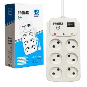 محافظ برق 6PROMAX پریز مدل PMX-6S-3M با کابل ۳ متری | ایمنی کامل برای وسایل برقی