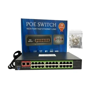 سوئیچ شبکه PoE گیگا مدل Giga‑24P‑PoE – راه‌حل پایدار برای شبکه‌های حرفه‌ای و پرظرفیت