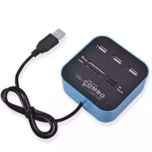 هاب USB 2.0 سه پورت + دو پورت رم‌ ریدر برق‌دار و پرسرعت لپ‌تاپ و کامپیوتر