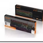 کیبورد سیم‌دار مکانیکال D-NET مدل DT901 با بدنه فلزی زیبا، نورپردازی RGB و کلیدهای نرم و دقیق برای تایپ و بازی حرفه‌ای