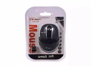 موس بی‌ سیم D-NET مدل DT220 مشکی – طراحی ارگونومیک، اتصال وایرلس 2.4GHz، مناسب برای لپ‌تاپ و کامپیوتر