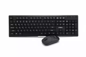 کیبورد و موس وایرلس D‑NET مدل DT2024 با اتصال بی‌سیم ۲.۴GHz، طراحی ارگونومیک و مصرف انرژی پایین، مناسب استفاده اداری و خانگی