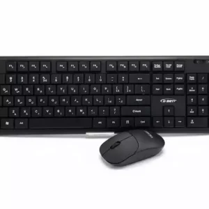 کیبورد و موس وایرلس D‑NET مدل DT2024 با اتصال بی‌سیم ۲.۴GHz، طراحی ارگونومیک و مصرف انرژی پایین، مناسب استفاده اداری و خانگی