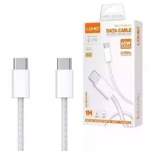 کابل شارژ LDNIO مدل LC901، دو سر Type-C، طول 1 متر، پشتیبانی از فست شارژ.