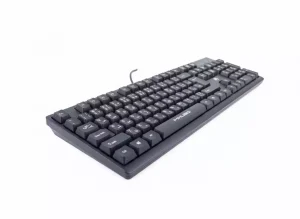 کیبورد سیم‌ دار برند D‑NET مدل DT994 با ۱۰۴ کلید و اتصال USB، طراحی ارگونومیک و بدنه مقاوم ABS