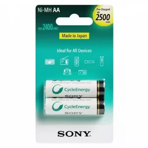 باتری قلمی شارژی Sony مدل MAH2500 با ظرفیت ۲۵۰۰ میلی‌آمپر ساعت (AA)، قابل شارژ با شارژر Ni‑MH و مناسب برای دستگاه‌های خانگی و الکترونیکی
