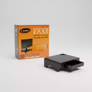 پایه زیر مانیتور آرمو مدل A330 – طراحی ارگونومیک با قابلیت تنظیم ارتفاع، کشودار و تحمل وزن تا ۲۰ کیلوگرم