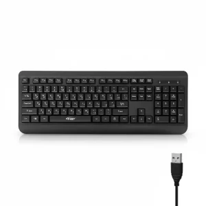 کیبورد سیمی D-NET مدل DT985 با طراحی ارگونومیک کلاسیک و دوام بالا برای تایپ طولانی و دقیق